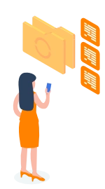 Graphic showing a woman backing up data