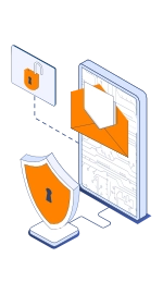Infographic of cyber security shield coming from phone