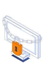 Isometric 3D graphic of a cyber secure computer