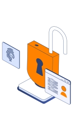 Isometric 3D model of a lock representing cyber security