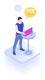 infographic of a man on a laptop