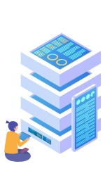 infographic of woman next to a cloud server